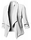 cheap Blazers-open front crepe stretchable 3/4 sleeve office blazer jacket black s