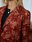 cheap Coats &amp; Trench Coats-Women&#039;s Coat Fall &amp; Winter Daily Valentine&#039;s Day Long Coat Regular Fit Basic Jacket Long Sleeve Print Geometric Red