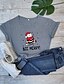 abordables Christmas Tops-Mujer Navidad Camiseta Gráfico Estampados Letra Estampado Escote Redondo Tops 100% Algodón Básico Navidad Top básico Blanco Negro Morado