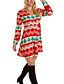 abordables Robes de Noël-Femme Robe courte courte Robe Évasée Jaune Rouge Manches Longues Vêtement Imprimer Imprimer Col en V L&#039;autume Noël Décontractée 2021 Standard S M L XL