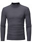 economico Sale-t-shirt da uomo in lino manica lunga con collo alto solido autunno inverno grigio
