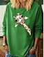 economico T-shirts-Per donna maglietta Stampe astratte Manica lunga Con stampe Rotonda Top Essenziale Top basic Blu Rosso Verde