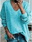 abordables Jerséis-Mujer Básico De Punto Color sólido Plano Pullover Algodón Manga Larga Corte Ancho Cardigans suéter Escote en Pico Otoño Invierno Azul Piscina Rosa