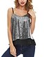 cheap Tank Tops-women&#039;s sleeveless shining camisole sequined vest sequin tank tops (black silver, m)