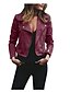 abordables Chaquetas para Mujer-chaqueta de cuero sintético chaqueta de motociclista chaqueta corta chaqueta de solapa con muescas tops cortos