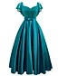 cheap Midi Dresses-Women&#039;s A Line Dress Knee Length Dress Blue Wine Dusty Blue Short Sleeve Solid Color Lace Patchwork Print Fall Winter Square Neck Elegant Vintage 2021 S M L XL XXL