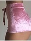 abordables Shorts-Pantalones cortos casuales de botín con cordón de terciopelo de cintura alta suave casual para mujer x-large rosa