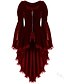 cheap Party Dresses-women vintage long sleeve waist back bandage lace flowy hem jacket dress tuxedo coat red