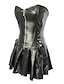 abordables Robes moulantes-Zip Corset Overbust Couleur unie Femme Normal Polyester Noir S / Robes Corset