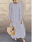 cheap Plus Size Dresses-Women&#039;s Shift Dress Maxi long Dress Blue White Black Long Sleeve Polka Dot Print Print Spring Summer Round Neck Work Elegant Loose 2021 M L XL XXL 3XL 4XL 5XL / Plus Size