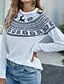 cheap Christmas Sweater-Women&#039;s Pullover Geometric Knitted Acrylic Fibers Christmas Long Sleeve Loose Sweater Cardigans Fall Crew Neck White