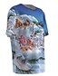 abordables Christmas Tees-camiseta de hombre estampado 3d gráfico estampado 3d tops de manga corta cuello redondo azul