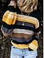 abordables Pulls pour Femme-Femme Pullover Rayé Bandes Tricoté basique Manches Longues Pull Cardigans Automne Hiver Col Ras du Cou Col Rond Bleu Violet Jaune