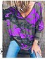 abordables T-shirts-Tunique Femme Quotidien Bloc de Couleur Manches Longues Col en V Noir Bleu Violet Hauts Ample