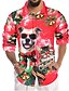 abordables T-shirts &amp; Débardeurs Homme-Chemise Homme Graphique 3D effet Noël Manches Longues Polyester Standard Boutonné Sous Patte