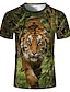 cheap Tank Tops-Men&#039;s Daily 3D Print T shirt Shirt Plus Size Graphic Animal Short Sleeve Print Tops Elegant Exaggerated Round Neck Green