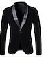 cheap New To Sale-Black / Blue / Wine Solid Colored Regular Fit Velvet Men&#039;s Suit - Peaked Lapel