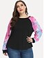 preiswerte Tops in Übergröße-Damen Übergrössen Bluse Hemd Batik Langarm Rundhalsausschnitt Grundlegend Oberteile Rosa