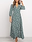 cheap Casual Dresses-Women&#039;s Sheath Dress Maxi long Dress Green Navy Blue 3/4 Length Sleeve Floral Split Print Summer V Neck Casual Slim 2021 S M L XL
