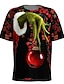 cheap Christmas Tees-Men&#039;s T shirt 3D Print Graphic 3D Print Short Sleeve  Tops Round Neck Wine