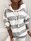 cheap Hoodies &amp; Sweatshirts-Women&#039;s Striped Graphic Hoodie Pullover 3D Print Daily Casual Hoodies Sweatshirts  Blue Blushing Pink Gray