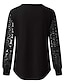cheap T-Shirts-work tops for women office plus size long sleeve blouse lace patchwork splicing o-neck st. patrick&#039;s day t-shirts