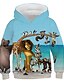 billige Hættetrøjer og sweatshirts til drenge-Børn Drenge Hættetrøje og sweatshirt Langærmet Grafisk 3D Trykt mønster Regnbue Børn Toppe Aktiv Nytår