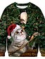 baratos Christmas Hoodies-Pulôver masculino moletom gato gráfico feio em torno do pescoço festa diária impressão 3d hoodies moletom manga longa verde