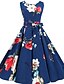 cheap Casual Dresses-Women&#039;s A Line Dress Knee Length Dress Blue Sleeveless Floral Fall Elegant Casual 2021 S M L XL XXL