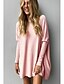 cheap Women&#039;s T-shirts-Women&#039;s Shirt Tunic Wine Almond Pink Plain Long Sleeve Casual Basic Round Neck Batwing Sleeve S