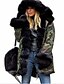 baratos Trench Coats e Casacos Femininos-casaco feminino quente de inverno falso casaco de manga comprida parka outwear com capuz (laranja, m)