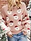 abordables Christmas Sweater-mujer jersey cuello redondo punto nylon poliéster tejido otoño invierno navidad navidad manga larga animal negro amarillo verde claro s m l