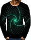 cheap Tank Tops-Men&#039;s T shirt 3D Print Graphic 3D Plus Size Print Long Sleeve Daily Tops Elegant Exaggerated Round Neck Green