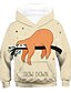 billige Hættetrøjer og sweatshirts til drenge-Børn Drenge Hættetrøje og sweatshirt Langærmet 3D Dyr Snørelukning Beige Børn Toppe Aktiv Basale Barnet&#039;s Dag