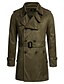 cheap Sale-men&#039;s classical double breasted trench coat lapel slim fit mid long belted windbreaker jacket army green