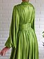 cheap Party Dresses-Women&#039;s Swing Dress Maxi long Dress Green Long Sleeve Solid Color Patchwork Fall V Neck Elegant Sexy 2021 S M L XL XXL 3XL