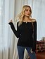 cheap Sweaters &amp; Cardigans-Women&#039;s Pullover Plain Solid Color Knitted Basic Long Sleeve Sweater Cardigans Fall Winter Off Shoulder Black