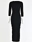 cheap Autumn dress-Women&#039;s Sweater Jumper Dress Midi Dress White Black Yellow Wine 3/4 Length Sleeve Solid Color Split Button Fall V Neck Sexy 2021 S M L