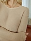 abordables Vestidos casuales-Mujer Vestido de Suéter Mini vestido corto Beige Manga Larga Color sólido Otoño Invierno Escote Redondo Casual 2021 S M L XL / Algodón / Algodón