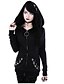 cheap Jackets-women gothic punk loose long sleeve hooded solid color cardigan jacket coat black