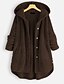 cheap Plus Size Outerwear-women fleece hooded button/zipper jacket plus size warm fuzzy coats fluffy sweatshirt two pockets oversized outwear(xxx-large,coffee)