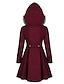 cheap Coats &amp; Trench Coats-Women&#039;s Coat Daily Fall &amp; Winter Long Coat Regular Fit Active Jacket Long Sleeve Solid Colored Wine Black