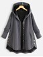 cheap Coats &amp; Trench Coats-Women&#039;s Cloak / Capes Fall Daily Sports Regular Coat Loose Active Jacket Long Sleeve Patchwork Jacquard Solid Colored Gray Dusty Blue / Cotton