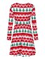 preiswerte Weihnachtskleider-Damen Minikleid Schaukelkleid Gelb Rote Langarm Bekleidung Bedruckt Bedruckt V-Ausschnitt Herbst Weihnachten Alltag 2021 Regular Fit S M L XL