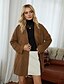 cheap Coats &amp; Trench Coats-Women&#039;s Coat Fall &amp; Winter Daily Work Long Coat Shirt Collar Regular Fit Basic Streetwear Jacket Long Sleeve Solid Colored Brown