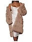 billige Overtøj i plusstørrelse til damer-rnuyke kvinder tykkere varm vinter plus størrelse kort imiteret pels varm furry fauxlong jakke langærmet overtøj overfrakke khaki