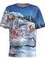 billige Christmas Tees-Herre T-shirt 3D-udskrivning Grafisk 3D Trykt mønster Kortærmet Jul Toppe Blå