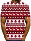 cheap Christmas Tees-Men&#039;s T shirt 3D Print Graphic Color Block 3D Short Sleeve  Tops Basic Round Neck Red / White