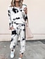 cheap Jumpsuits &amp; Rompers-Women&#039;s Basic Tie Dye Two Piece Set Hoodie Tracksuit Pant Loungewear Jogger Pants Drawstring Patchwork Tops