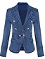 cheap Blazers-Women&#039;s Denim Jacket Pocket Solid Color Chic &amp; Modern Long Sleeve Coat Casual Fall Spring Regular Jacket Picture color / Daily